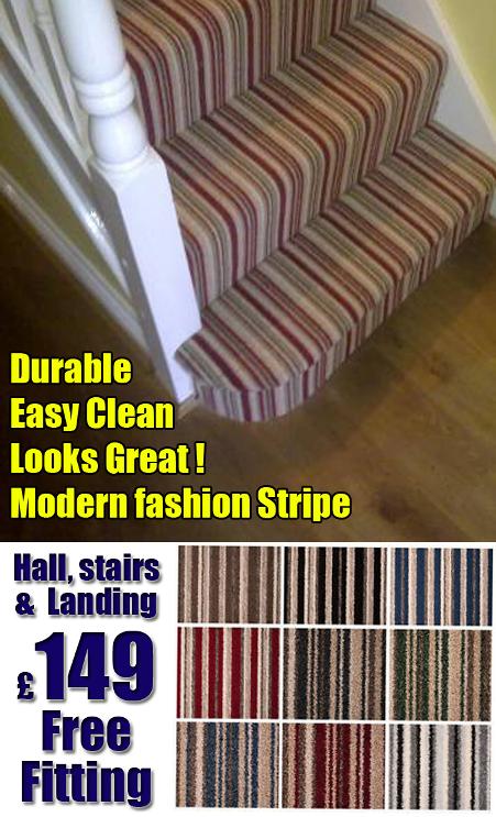 Striped Stairs Carpet Fitted in Stoke